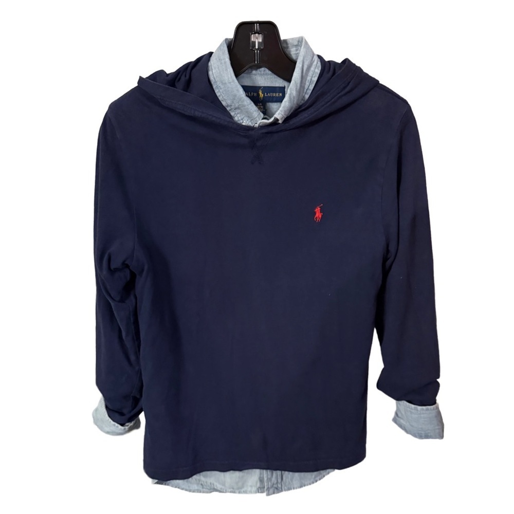Ralph Lauren Youth Boys Denim Shirt & Navy Hoodie Sz L 14-16